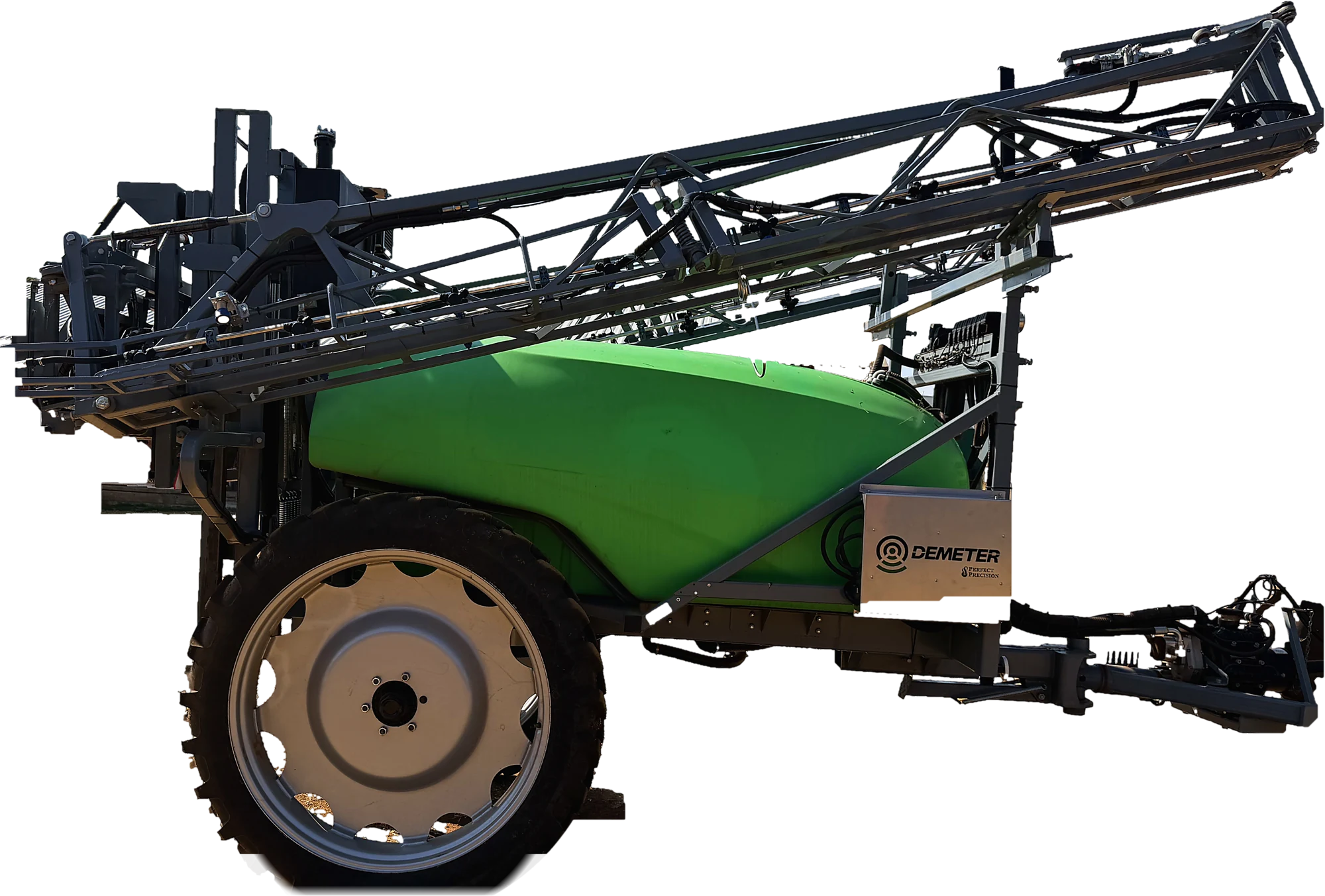The Demeter 2000L trailed sprayer, side on